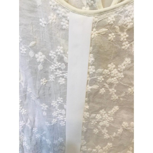 Pleione Embroidered Cotton Crinoline Cap sleeve blouse size Lg - Picture 4 of 6